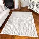 Simply Southern Cottage Lecompte Rug - 4' X 6' Rectangle in Natural Granite Grey, High-Low, Geometric Design, Indoor Outdoor Patio and Home Decor