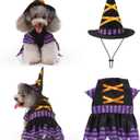 Yoption Dog Cat Witch Dress Costumes with Magic Hat, Pet Halloween Christmas Cosplay Hoodie Funny Outfits Clothes for Puppy Dogs (S)