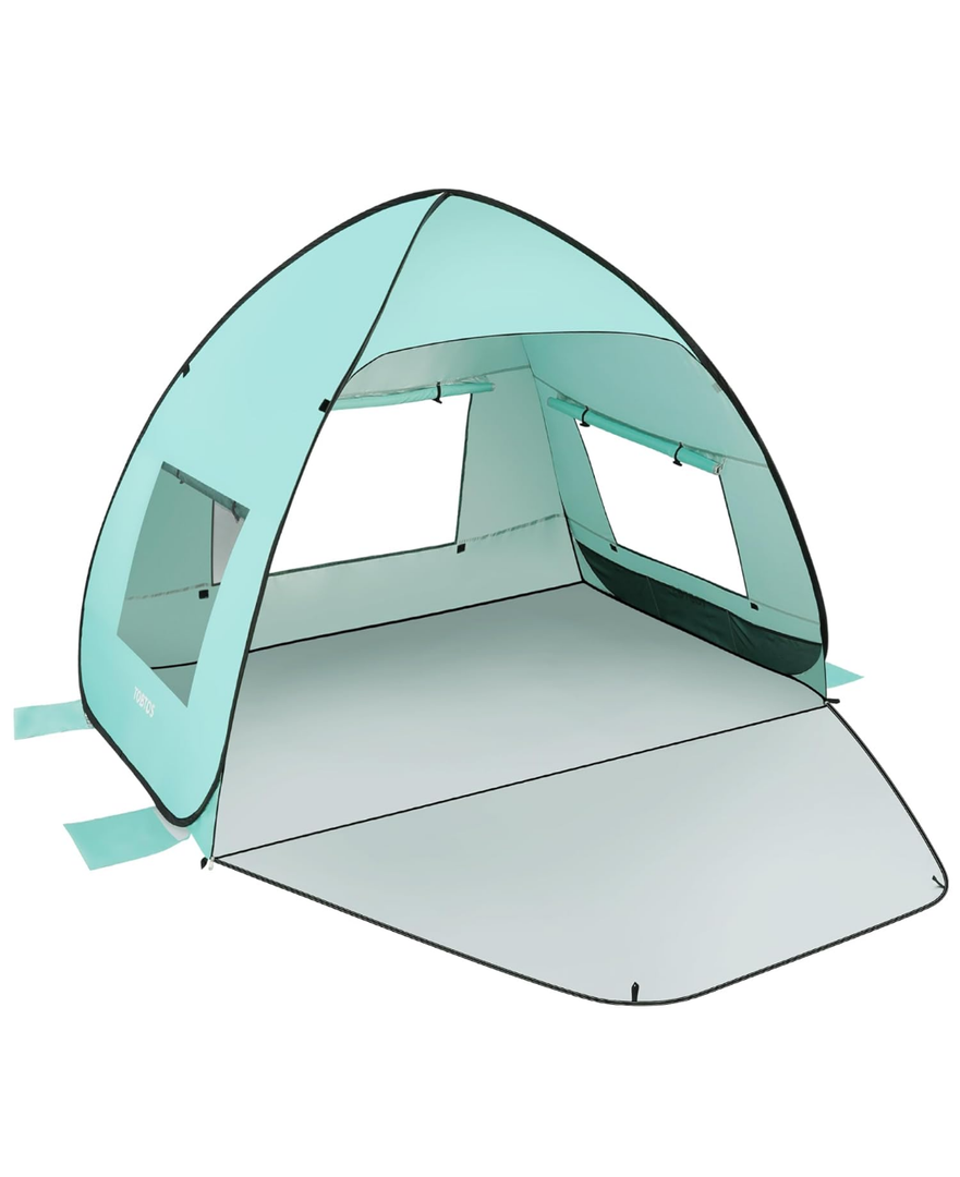 TOBTOS UPF 50+ Pop Up Beach Tent, Easy Set Up Beach Umbrella, Sun Shelter for 2-3 People UV Protection Portable Sunshade, Baby Canopy Cabana, Lightweight with Carry Bag