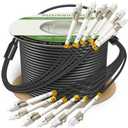 50 Meters 6 Core OM3 Multimode Industrial TPU LC to LC Outdoor Armored Fiber Patch Cable, Direct Burial 6 Strands Fiber Optic Cable, 10Gb Duplex 50/125um MMF LC-LC 6 Fibers