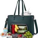 LOVEVOOK Lunch Tote Bag for Women, 3 in 1 Work Bag with Leakproof Cooler Compartment, Laptop Bag with Large Cup Holder for Office, College, Casual, Green