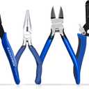 KAIHAOWIN 4-Piece Pliers Set, 5" Long Nose, 5" Flush Cutters, 6" Wire Cutter, 7" Wire Strippers, Small Hand Tools for Crafting Repairing Cutting