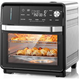 Nuwave Combi Steam Oven, Non-Toxic Stainless Steel Multi-Cooker with Air Fry, Sous Vide, Toast & More, 50-450F Precision, 120 Presets, Moisture Control, Programmable, Easy to Clean, 16 quarts