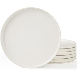 famiware Star Dinner Plates for 6, 10 inches Plate Set, Scratch Resistant, Stoneware Dinnerware, Kitchen Modern Rustic Serving Dishes, Matte White