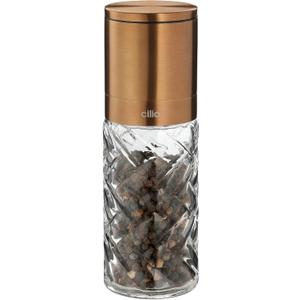 Cilio Cristallo Glass & Stainless Steel Salt and Pepper Mill - Copper 2 x 6.7 In H - Spice Grinder Shaker - Pepper Grinder - Copper Salt Mill