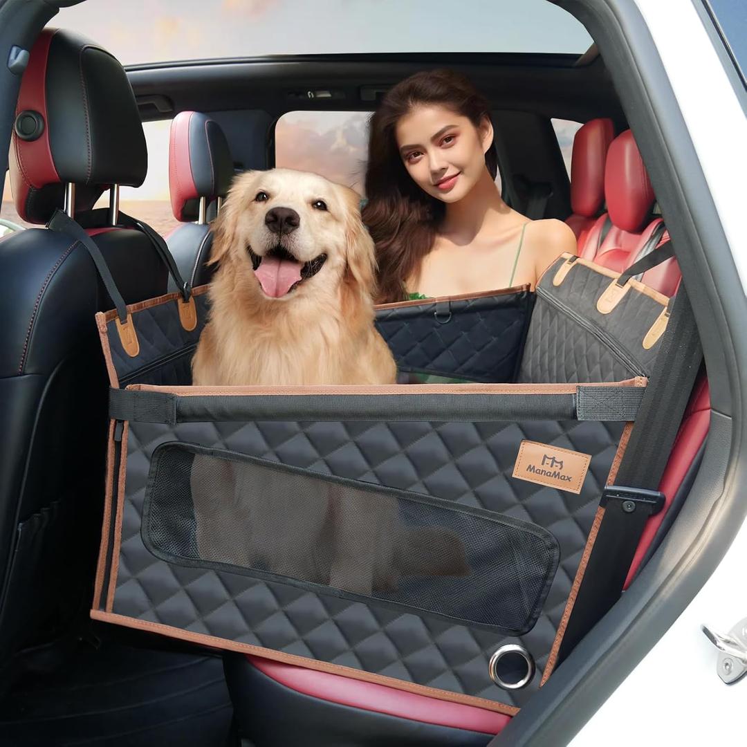 Dog Car Seat for Large Medium Small Dogs,Back Seat Extender for Dogs,Dog Seat Cover for Back Seat Hard Bottom, Dog Hammock for Backseat, Car Bed Mattress for Car SUV Truck(Black)
