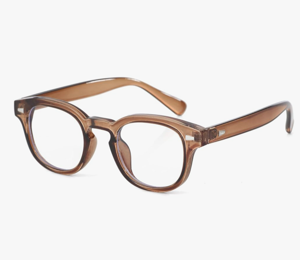 Teumire Johnny Depp Round Glasses for Women Men Vintage Circle Thick Frame Eyeglasses Non Prescription Glasses Clear lens Eyewear(Bright Brown