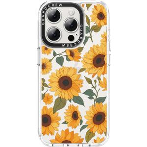 for iPhone 15 Pro Max Case, [Blooming Sunflowers] Cool Aesthetic Pattern for Women, [11FT Military-Grade Drop Tested] Slim Crystal Clear Shockproof TPU Bumper Phone Cover, 6.7"