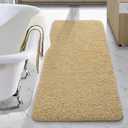 LOCHAS Bathroom Rug Runner 24x48 Inch, Soft Thick Absorbent Microfiber Bath Rugs for Bathroom, Machine Washable, Shaggy Plush Non Slip Bath Mat for Tub, Shower Floor, Quick Dry Mats, Beige (48x24 inch (Rectangular))