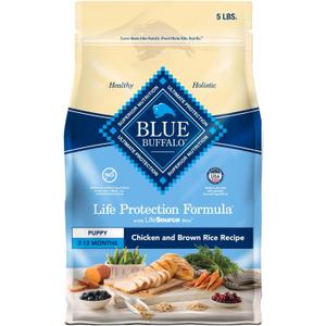 Blue Buffalo Life Protection Formula Puppy Dry Dog Food with DHA and ARA, Made with Natural Ingredients, Chicken & Brown Rice Recipe, 5-lb Bag (EXP 04/21/27)