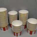 Willinglong 100 Pcs 9 oz Circus Carnival Party Cups Red Stripe Paper Ice Cream Cups for Christmas Circus Carnival Party, Disposable Dessert Bowls Sundae Yogurt Bowls for Hot or Cold Food Snack Treat