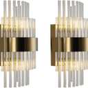 Wall Sconces Set of Two, Gold 2- Light Glass Modern Wall Sconce Light Fixtures, Decorative Wall Lights Suitable for Bathrooms, Foyers, and Corridors (Brass Color 2 Pack)