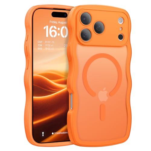 BENTOBEN Magnetic for iPhone 17 Pro Max Case, Cute Wavy [Full Camera Protection][Compatible with MagSafe] Matte Anti-Slip Bumper Women Girls Boys Protective Cover for 17 ProMax 6.9", Cosmic Orange