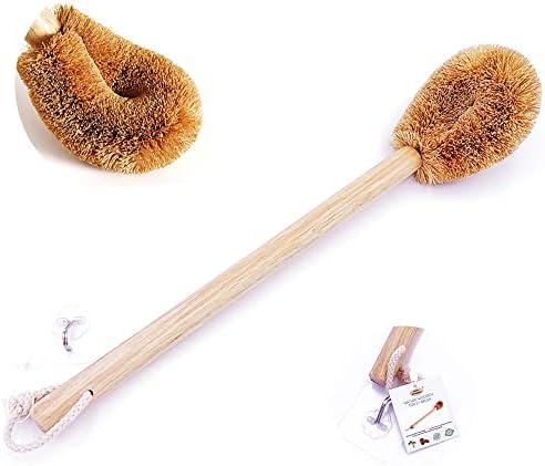 Updated Modern Version Toilet Bowl Brush, Natural Coconut Fiber Brush Head and Beechwood Handle for Bathroom Toilet - Sturdy, Deep Cleaning, Eco-Friendly, Toilet Cleaning Brush with Hanging Hook