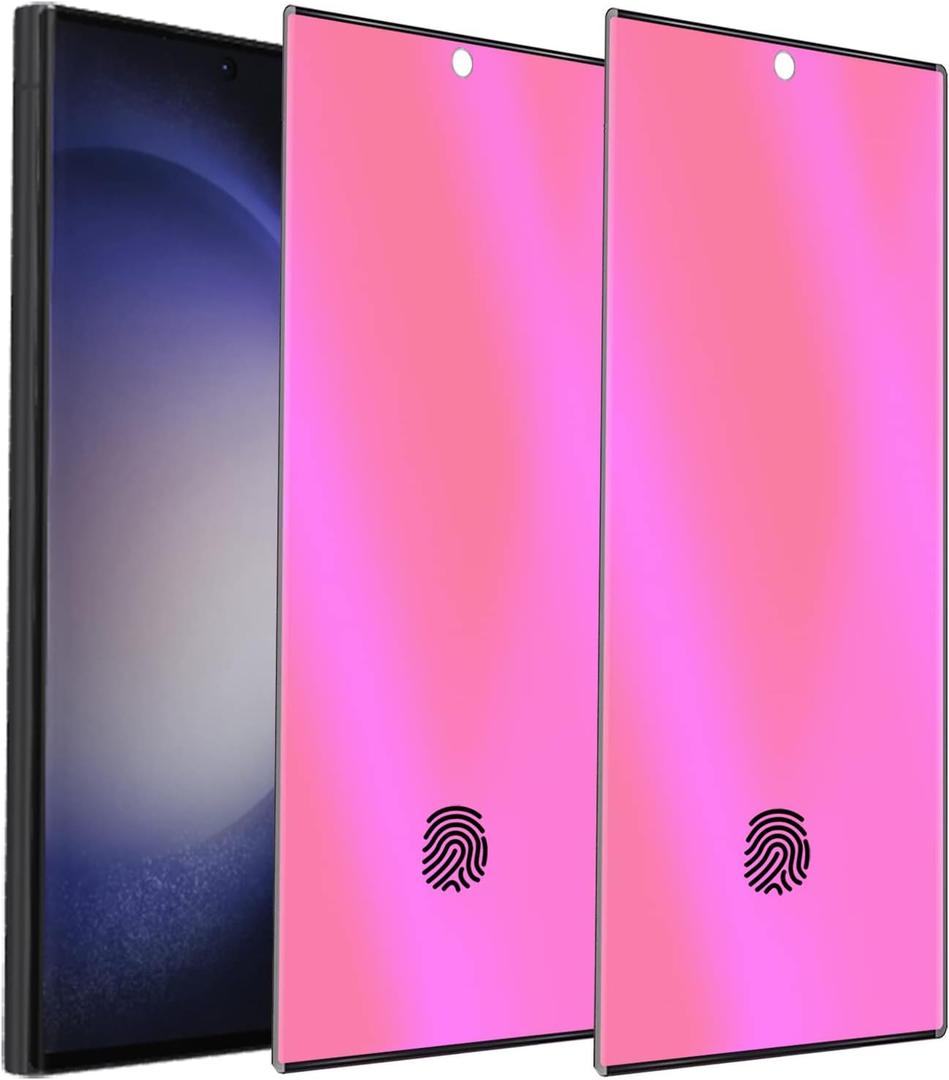 2 Pack Anti-Blue Privacy Tempered Glass for Samsung Galaxy S24 Ultra Mirror Anti-Spy Screen Protector Film Electroplated Gradient Colorful Support Finger Unlock 6.8 inch