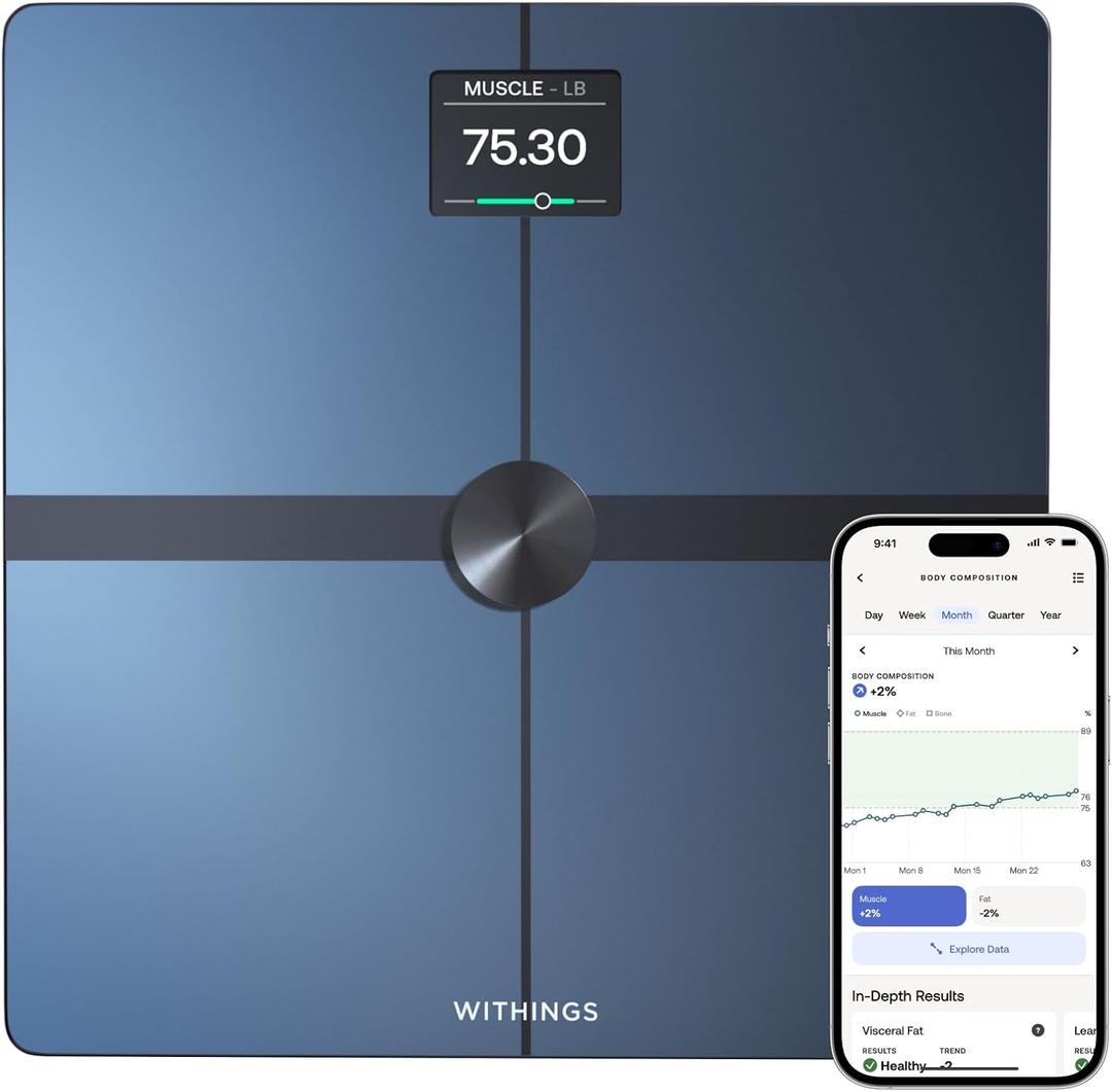 WITHINGS Body Smart - Accurate Scale for Body Weight and Fat Percentage, Body Composition Wi-Fi and Bluetooth Weight Scale, Baby Weight Scale, Smart Scale Apple Health Compatible, Bathroom Scale