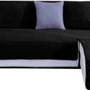 Double Side L Shape Couch Cover Sectional Sofa Covers Set Chaise Couch Cover Slip Covers for Sofas Couches Sectional Furniture Protector Cover (Medium,Black) (Medium - 79*106inch)