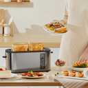 Anfilank Toaster 4 Slice with Countdown Timer, Extra Wide Slots for Bagels and Waffles, 6 Browning Settings, Removable Crumb Tray, Stainless Steel