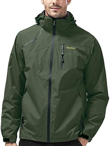 Mens Lightweight Waterproof Jacket Windproof Rain Hooded jackets for Running Hiking Cycling Travel L, Olive Green