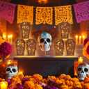 Capoda 5 Pieces Halloween Candle Holder Boxes Decorations Wooden Pumpkin Tombstone Skeleton Dead Tree Witch Coffin Shape Hollowed Decorative Luminary Box for Home Decor Party, Assembly Required