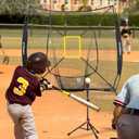Storgem Baseball and Softball Practice Net 77ft Portable Hitting Pitching Batting Training Net Baseball Backstop Net with Batting Tee and Strike Zone and Bow Frame