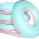 4 Pcs Inflatable Pool Floats for Kids Adults Pastel Inner Tubes Macaron Pool Rings Floaties for Birthday Beach Swimming Shower Bachelorette Party Decorations(Green,Pink,28'')