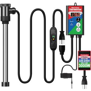 3000W Titanium Immersion Water Heater, GFCI & Digital Thermostat for Bathtub