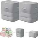 Ultra Space Saving Self Compression Organizer, 2025 New 3-Layer Zipper Large Capacity Storage Bag, Thick Satin Fabric Heavy Duty Bags for Comforters Blankets Bedding Duvet (Gray, X-Large, 2PCS)