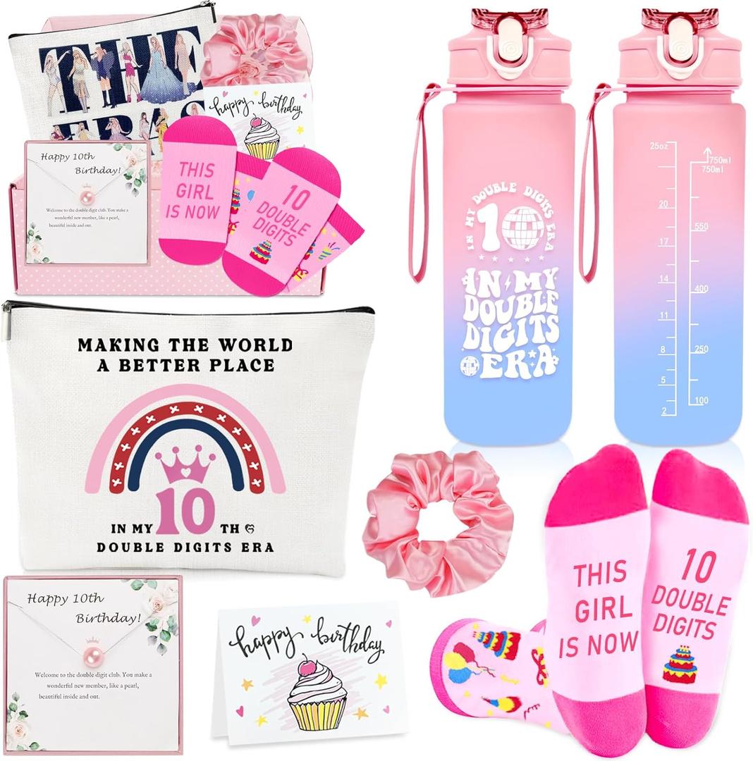 Awfrky Gifts for 10 Year Old Girl, 10 Year Old Girl Birthday Gifts, 10th Birthday Gift for Girls Ideas for Daughter, Sister, Niece, Granddaughter, Popular Double Digits Birthday Gift for Teen Girls