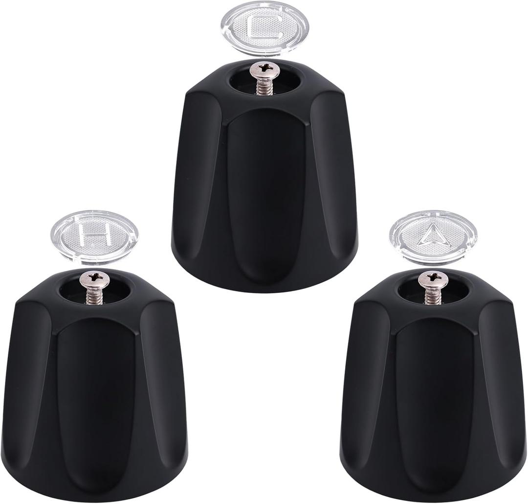 3pcs Shower Knob Replacement, Shower Faucet Handles Kit Including Hot/Cold/Steer Knob and Screws Compatible with Price Pfister Verve Tub