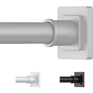 Silver Shower Curtain Rod 31-79 Inches Non-Slip Shower Rod Tension Mounted No Drill Shower Curtain Rods Spring Tension Rod Adjustable Tension Curtain Rod for Windows Bathroom