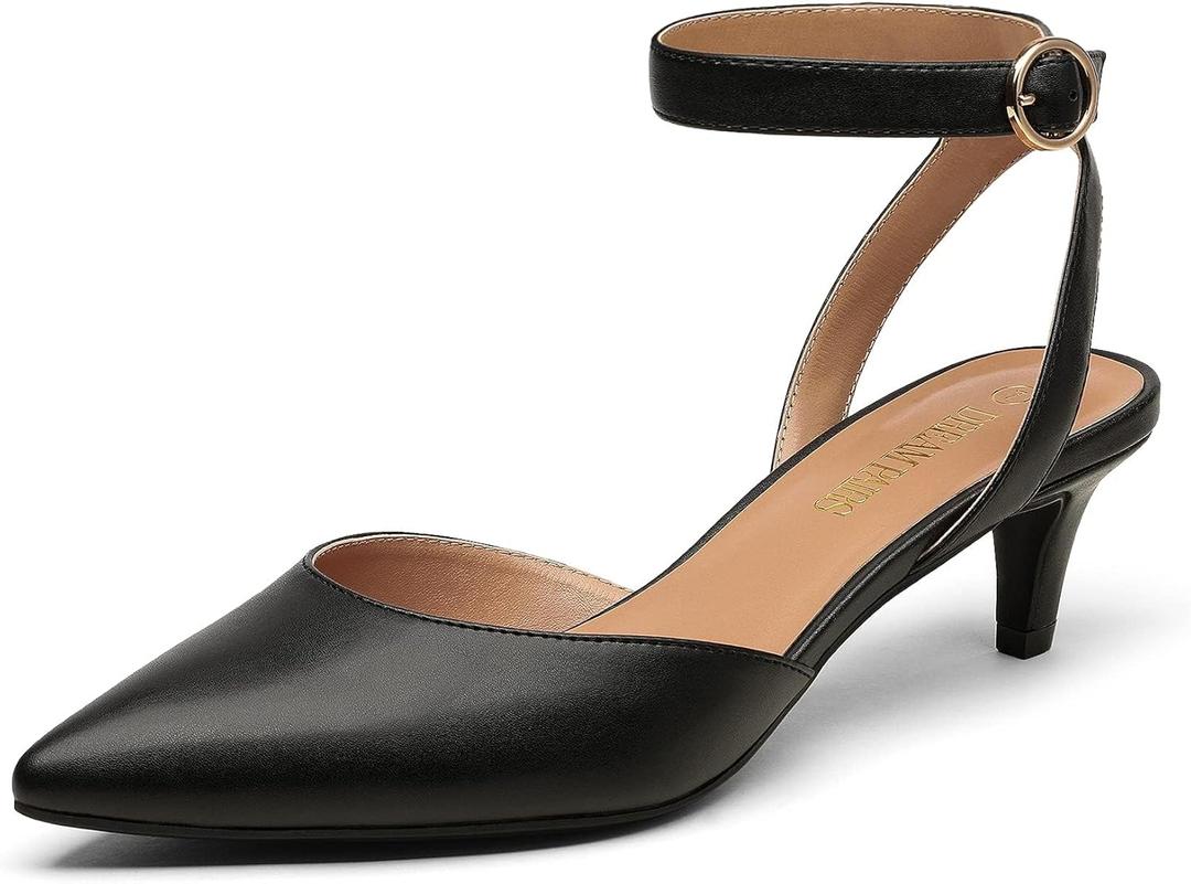 DREAM PAIRS Kitten Heels for Women Low Heel Dress Shoes Wedding Dress Closed Toe Pump Shoes Luna (9, Black)
