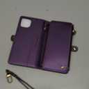 Defencase Compatible with iPhone 13 Case Wallet with RFID Blocking Card Holder for Women and Men, Fashion PU Leather Magnetic Snap Flip Zipper Strap Wallet Phone Case Fit for iPhone 13 6.1", Purple