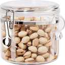 OGGI Clear Canister Airtight 38oz - Clamp Lid & Spoon - Airtight Food Storage Containers, Ideal for Kitchen & Pantry Storage of Bulk, Dry Food Including Flour, Sugar, Coffee, Rice, Tea, Spices & Herbs