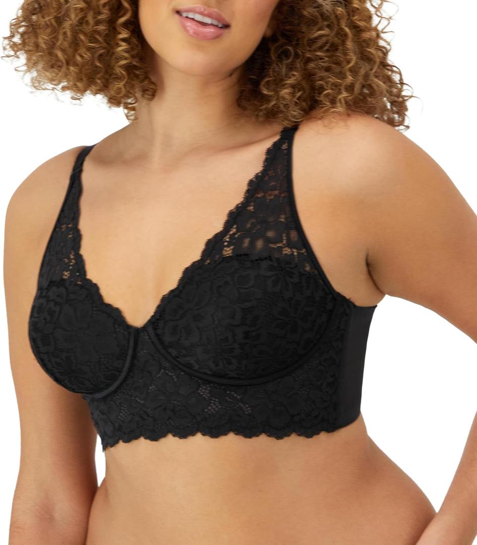 Maidenform Women's Lace Bralette, Padded Longline Bralettes, Convertible Wireless Bras for Women 34B
