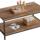 SAYGOER Coffee Table with Storage 2-Tier Industrial Center Table for Living Room, Rectangle Wood Table for Small Spaces Apartment Home Office, Walnut