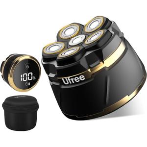 Ufree Head Shavers for Bald Men, IPX6 Waterproof Wet/Dry Bald Head Shaver, Detachable Rotary Blade for Clean Shave, Electric Shaver with LED Display, Storage Bag