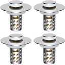 iFealClear 4 Pack All Metal Bathroom Sink Stopper, Pop Up Sink Drain Strainer with Removable Stainless Steel Filter Basket, Universal for 1.1"-2.36" Sink, Brass Bounce Core, Hair Catcher, Chrome