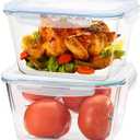 2Pack 2600ml/88oz Large Glass Storage Containers with Lids, Meal Prep Food Container Set for Storing food, vegetables or fruits - Microwave, Oven Safe