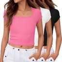 LessonZoo 3 Pack Girls Ribbed Crop Tops, 3-Color, 7-8 Years