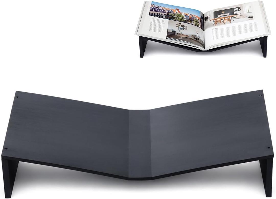 Sintuff Extra Large Pine Wood Open Book Display Stand 19.63" W x 12" D x 3.5" H, Open Bookstand Holder for Display and Reading Cookbooks, Art Books, Bibles, Magazines
