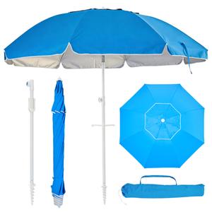 HYSHADE 7ft Portable Beach Umbrella Shade Umbrella with Sand Anchor, Beige
