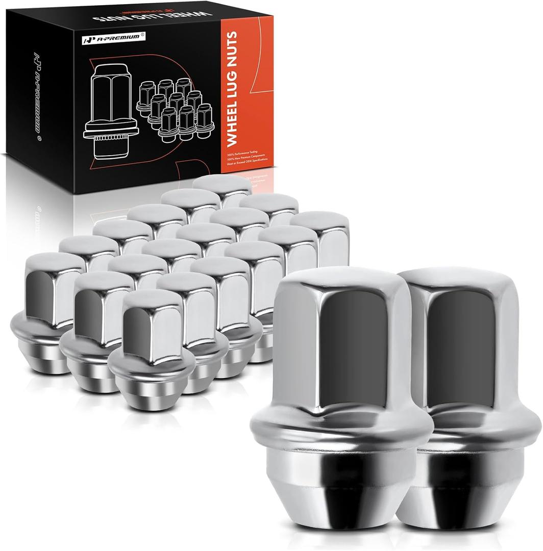 A-Premium M12-1.50 Wheel Lug Nuts Compatible with Chevy Equinox Impala Monte Carlo Cadillac SRX Buick Lacrosse Saturn Pontiac Front and Rear 20-PC Set
