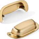 khtumeware 10 Pack 3"(76mm) Hole Center Retro Satin Brass Drawer Pulls Brushed Brass Cabinet Bin Cup Pulls Bathroom Hardware Cabinet Handles Drawer Handles Knobs