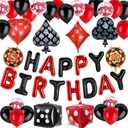 Casino Theme Party Decorations Las Vegas Poker Night Birthday Decorations Set, Aluminium Foil Happy Birthday Banner, Dice, Chips, Poker Signs, Latex Balloons