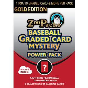 PSA 10 Gold Edition Baseball Graded Card Mystery Pack | Contains 1 PSA 10 Graded MLB Card and 2 Sealed Packs of Baseball Cards | by Zoo Packs PSA 10 Gold Edition Baseball Graded Card Mystery Pack | Contains 1 PSA 10 Graded MLB Card and 2 Sealed Packs of Baseball Cards | by Zoo Packs