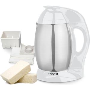 Tribest SB-132 Soyabella Automatic Soy and Other Plant-Based Milk Maker with Tofu Kit (White/Stainless Steel) (Large)