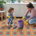 10PCS 12x12 Inch Colorful Thanksgiving Turkey with Candy Corn Floor Tiles Peel and Stick Removable Self Adhesive DIY Vinyl Flooring Stickers for Kitchen Bathroom Living Room Home Decor