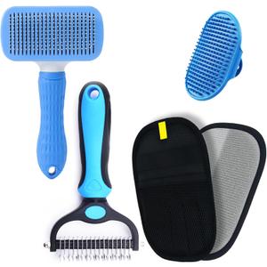 4PCS Pet Grooming Tools Dog Brush | Pet Grooming Rake | Dog Hair Remover | Dog Shampoo Brush 4-in-1 Pet Grooming Kit Suitable for detangling, Hair Removal, Bathing, and Massage