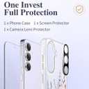 GVIEWIN for Samsung Galaxy S25 FE Case, with Screen & Camera Lens Protector, [Military-Grade Protection][Non Yellowing] Clear Floral Shockproof Protective Case for Women (Floratopia/Colorful)